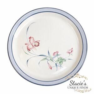 Royal Prestige Hanako Floral Stoneware Dinner Plate Blue Rim Japan Vintage